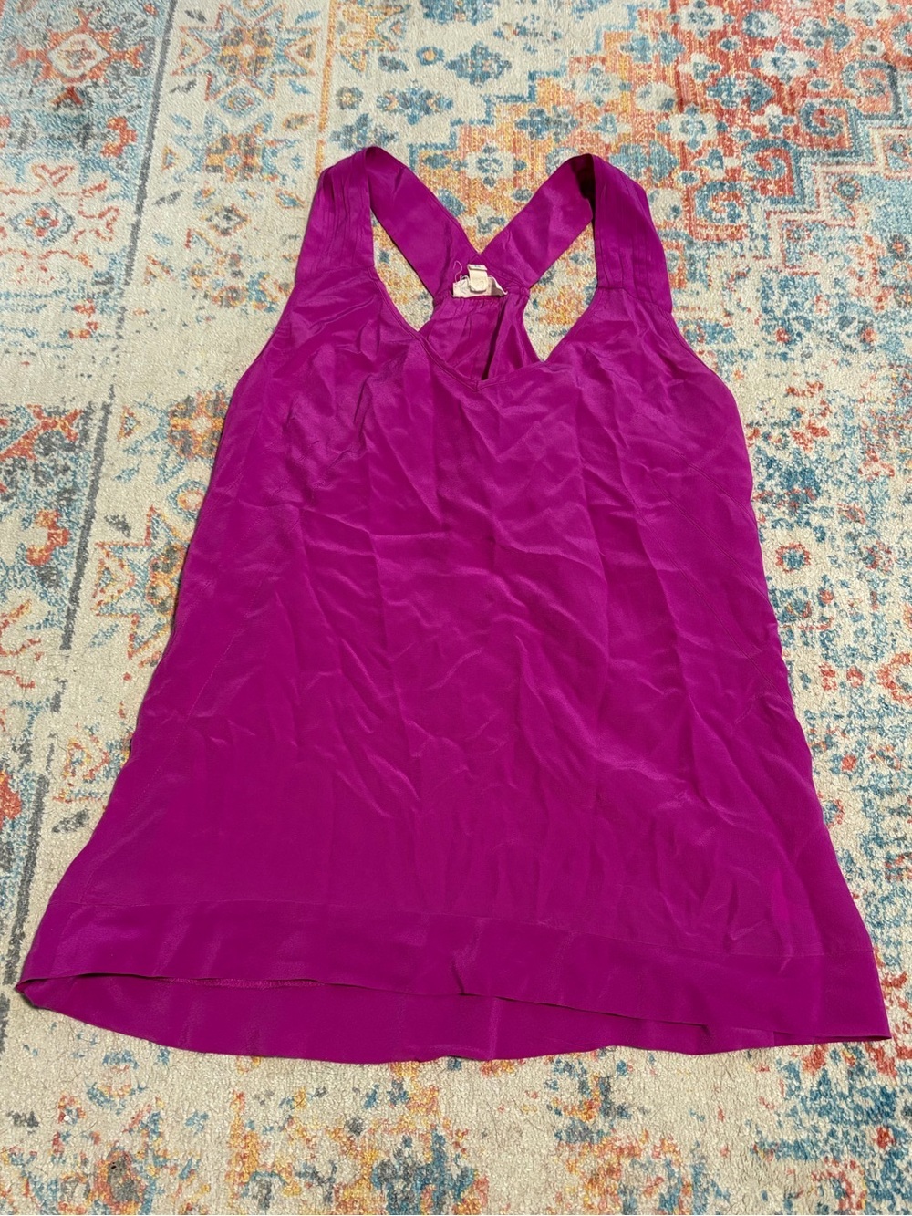 Silence & Noise 100% silk pink pleated sleeveless top